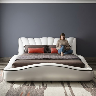 Luxury Double Bedroom Wood Textile Beds 180x200 Bed Classic