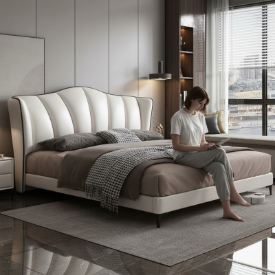 Beds Textile Hotel Luxury Upholstery Seat Leather Italian Designer Bed Bedroom