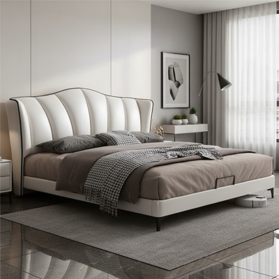 Beds Textile Hotel Luxury Upholstery Seat Leather Italian Designer Bed Bedroom