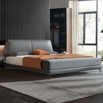 Design luxury double hotel beds marriage leather luxury bedroom bed