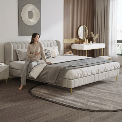 Beds Double Sleep Room Luxury Chesterfield Designer Bed Leather Hotel