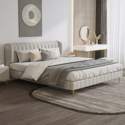 Beds Double Sleep Room Luxury Chesterfield Designer Bed Leather Hotel