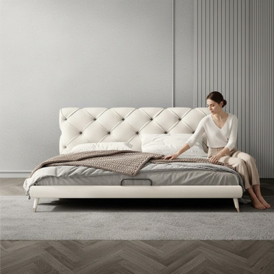 Beds 180x200cm Bedroom Textile Fabric Bed Chesterfield Design Luxury