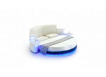 Round bed furniture upholstered beds bedroom furniture leather bed LED