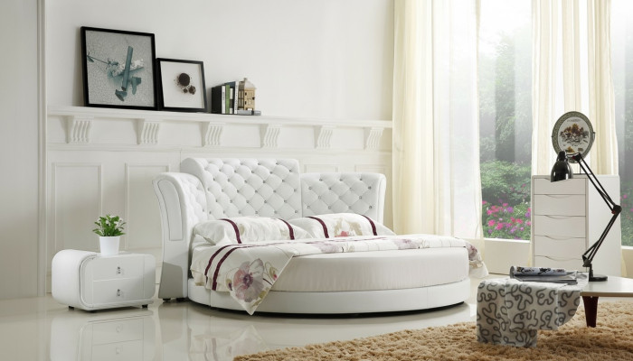 Chesterfield round bed furniture upholstered beds bedroom furniture leather bed hotel