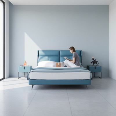 Beds Double Hotel Sleep Room Wood New 180x200cm Bed Upholstery Design