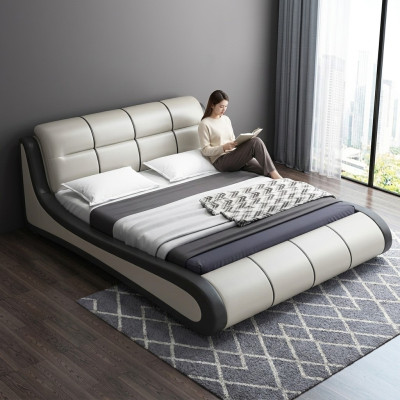 Luxury Upholstered Beds Fabric Double New Bedroom Design Bed Leather