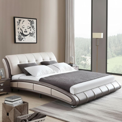Design leather bed, upholstered double hotel beds, sleeping room, marital, 180x200 cm