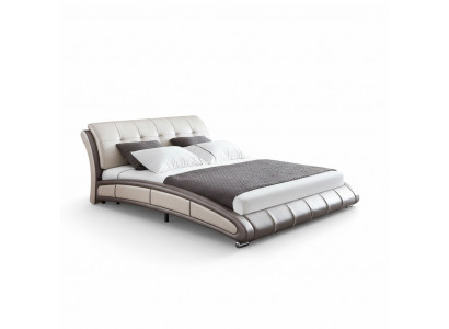 Design leather bed, upholstered double hotel beds, sleeping room, marital, 180x200 cm