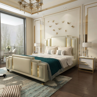 Beds double sleep room luxury marriage hotel designer bed 180x200 leather