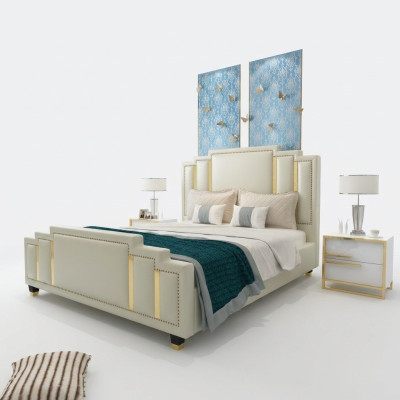 Beds double sleep room luxury marriage hotel designer bed 180x200 leather