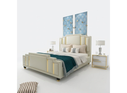 Beds double sleep room luxury marriage hotel designer bed 180x200 leather