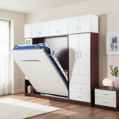 Wardrobe, bed, wall cabinet, beds, wall unit, bedroom, guest room, furniture, shelf