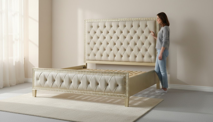 Beds Luxury Bed Hotel Royal Furniture Fabric Design Interior Upholstered Bed Frame