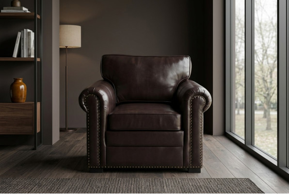 Design armchair leather luxury TV couch 1 seater sofa relax upholstered lounge new