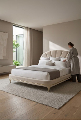 Luxury Bed Hotel Royal Furniture Fabric Beds Design Interior Upholstered Bed Frame