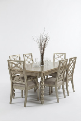 Dining room set, dining group, wood table, tables, 7-piece complete set, 6 chairs, dining table.
