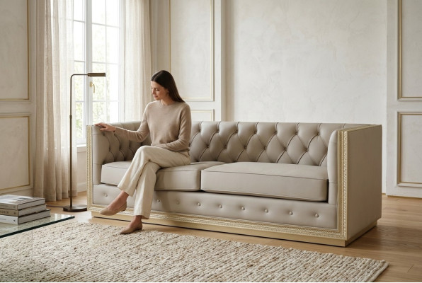 Chesterfield Living Room Sofas Italian Sofa Couch 3 Seater 220 cm Upholstery