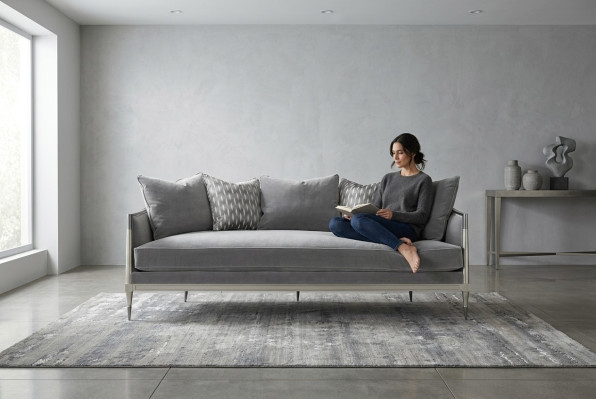 Living room fabric couch sofa 3-seater designer couches couch gray textile upholstery