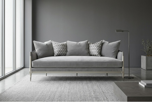 Living room fabric couch sofa 3-seater designer couches couch gray textile upholstery