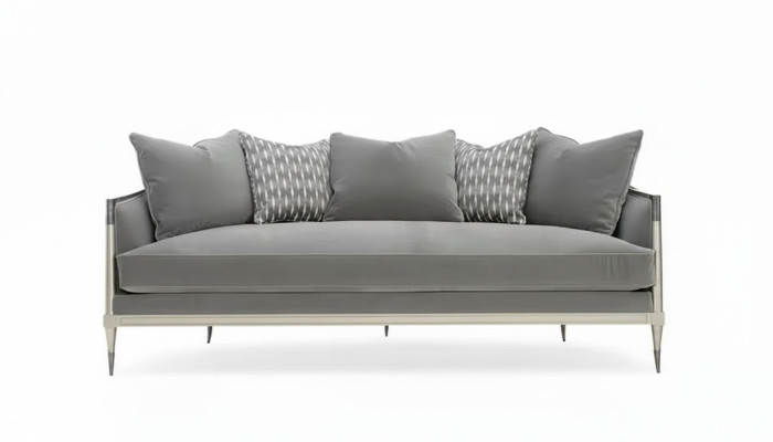Living room fabric couch sofa 3-seater designer couches couch gray textile upholstery