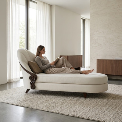 Elegant chaise longue lying Italian furniture wood Italian furniture
