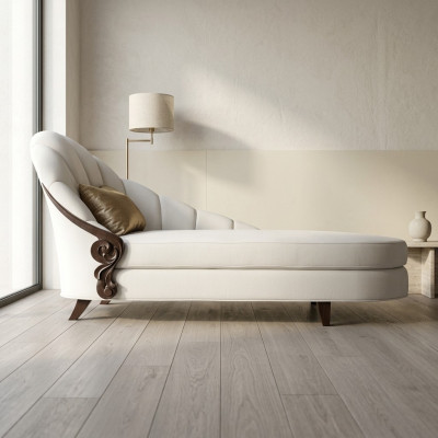 Elegant chaise longue lying Italian furniture wood Italian furniture