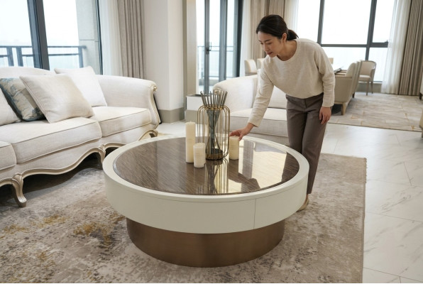 Design Metal Wood Gold Sofa Living Room Tables Side Round Table Coffee Table