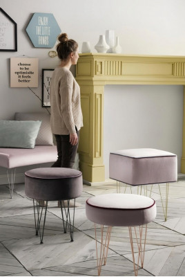 Stool 3x Pouf Pouf Seat Ottoman Textile Fabric Footstool Ottoman Italy