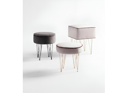 Stool 3x Pouf Pouf Seat Ottoman Textile Fabric Footstool Ottoman Italy