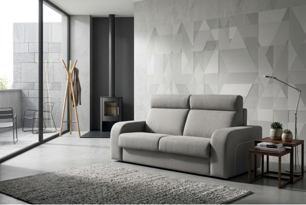 Modern design luxury sofa, 2-seater furniture for living room, gray textile alfitalia