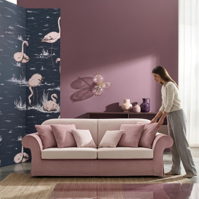 Classic upholstered furniture sofas design luxury couch sofa textile sofas pink 3-seater