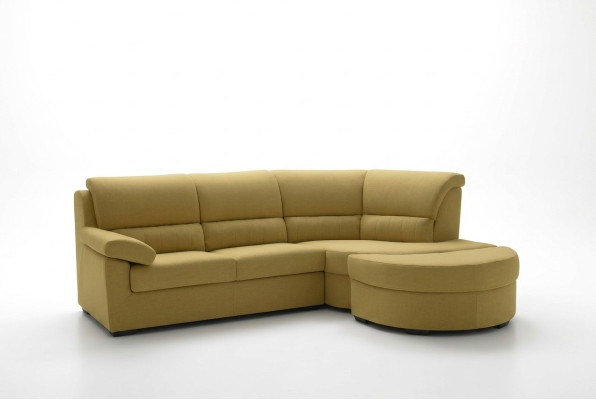 Italian furniture, textile, yellow modern luxury corner couch, L-shape, noble modern Alfitalia.