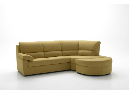 Italian furniture, textile, yellow modern luxury corner couch, L-shape, noble modern Alfitalia.