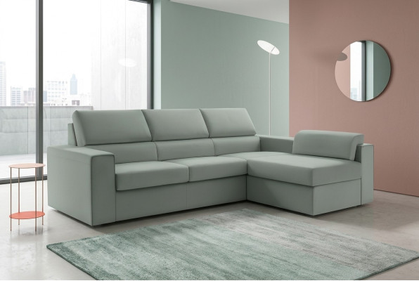 L-shaped sofa furniture leather upholstery living room modern luxury green alfitalia