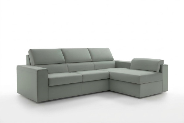 L-shaped sofa furniture leather upholstery living room modern luxury green alfitalia