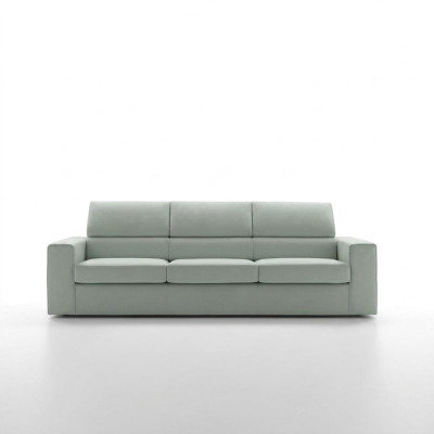 Modern luxury design sofa, 3-seater furniture, upholstery light green textile wood alfitalia
