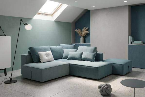Designer sofa couch corner stool upholstered set living room L-shape modern alfitalia