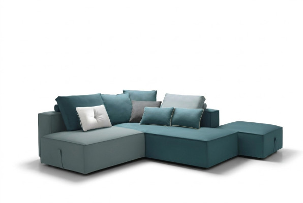 Designer sofa couch corner stool upholstered set living room L-shape modern alfitalia
