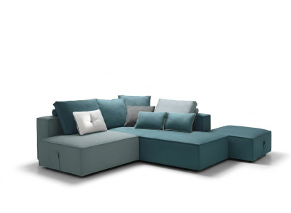 Designer sofa couch corner stool upholstered set living room L-shape modern alfitalia