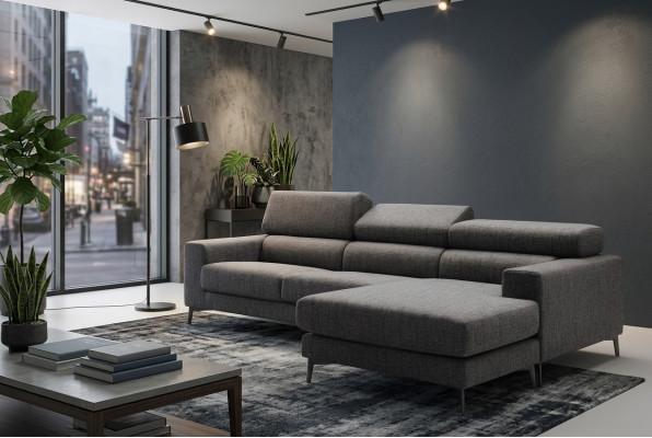 Design upholstery living room modern luxury corner textile wood sofa L-shape alfitalia