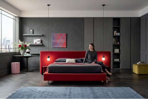 Design luxury double hotel beds fabric luxury bedroom bed Italian furniture new