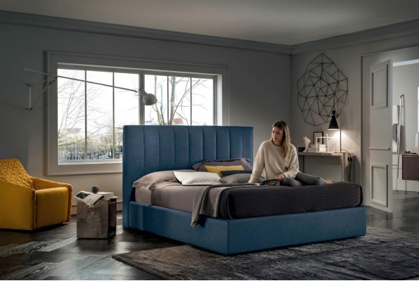 Designer bed bedroom beds textile luxury hotel fabric upholstery seating Italy