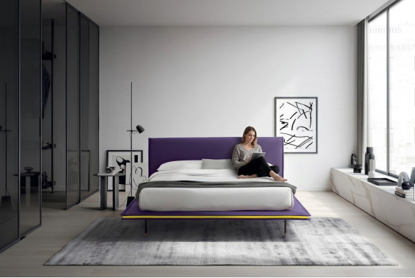 Design bed 140x200cm upholstered luxury beds double hotel sleep room wood new