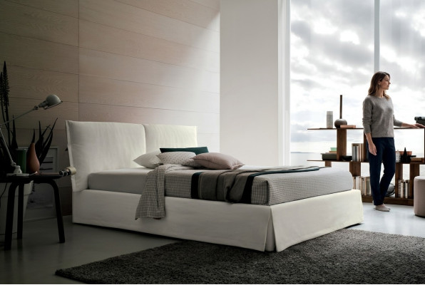 Luxury double hotel beds 120x200 sleeping room white textile bed upholstery design