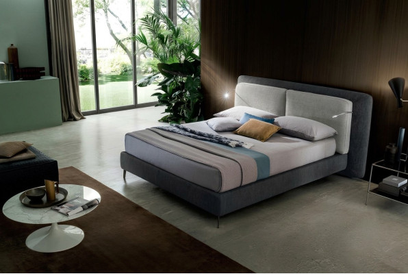 Double hotel beds bedroom textile bed upholstery design luxury wood Italy