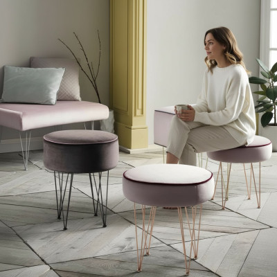 Round Ottoman Footstool Stool Seat Side Stool Upholstered Stool