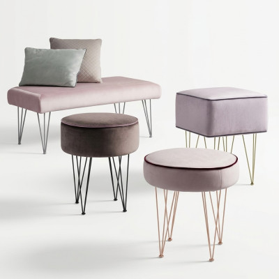 Round Ottoman Footstool Stool Seat Side Stool Upholstered Stool