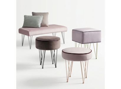 Round Ottoman Footstool Stool Seat Side Stool Upholstered Stool