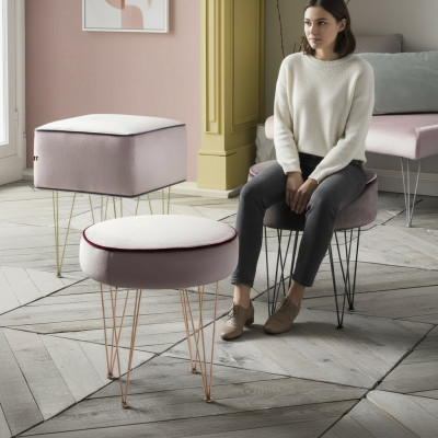 Stool Ottoman Relax Pouf Round Upholstered Stool New